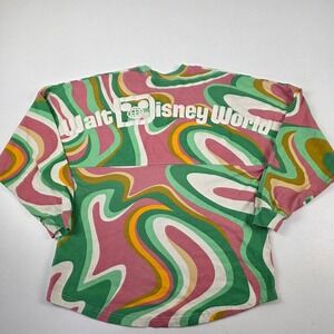 Disney Walt World Spirit Jersey Retro Swirl Print Est 1971 Long Sleeve Top M